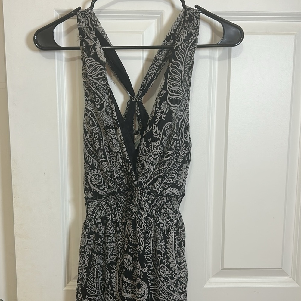 Motherhood maternity Paisley Maxi Dress size small black racer back vacation
